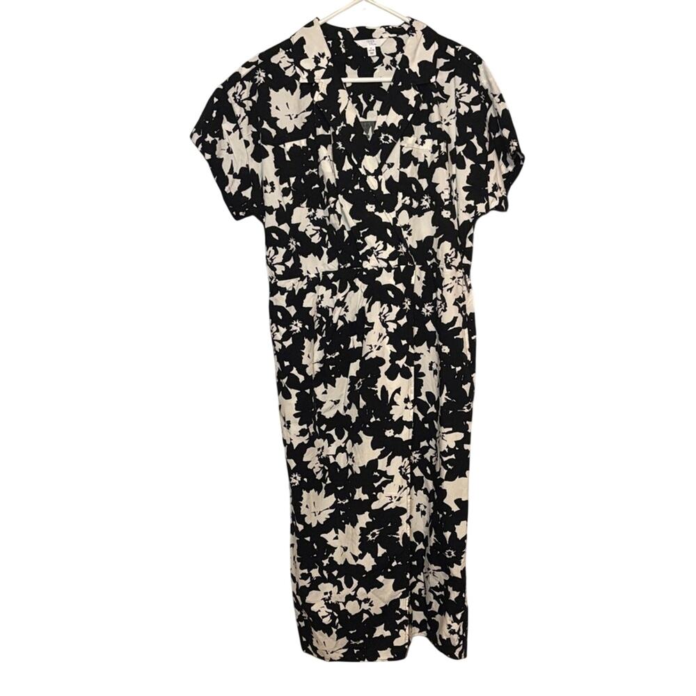 Time and Tru Women’s Black and White Collared midi Dress Size L (12-14)